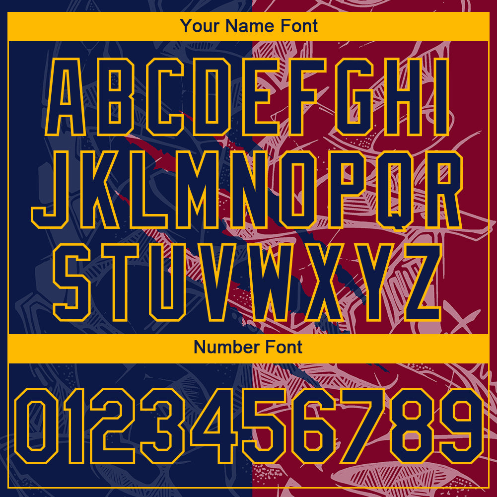 Custom Stitched Graffiti Pattern Navy Maroon-Gold 3D Scratch Sports Pullover Sweatshirt Hoodie view 4