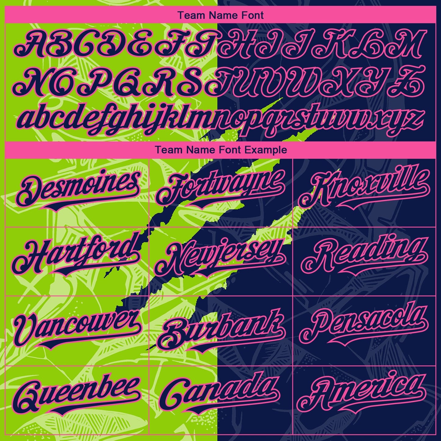 Custom Stitched Graffiti Pattern Navy Neon Green-Pink 3D Scratch Sports Pullover Sweatshirt Hoodie view 3