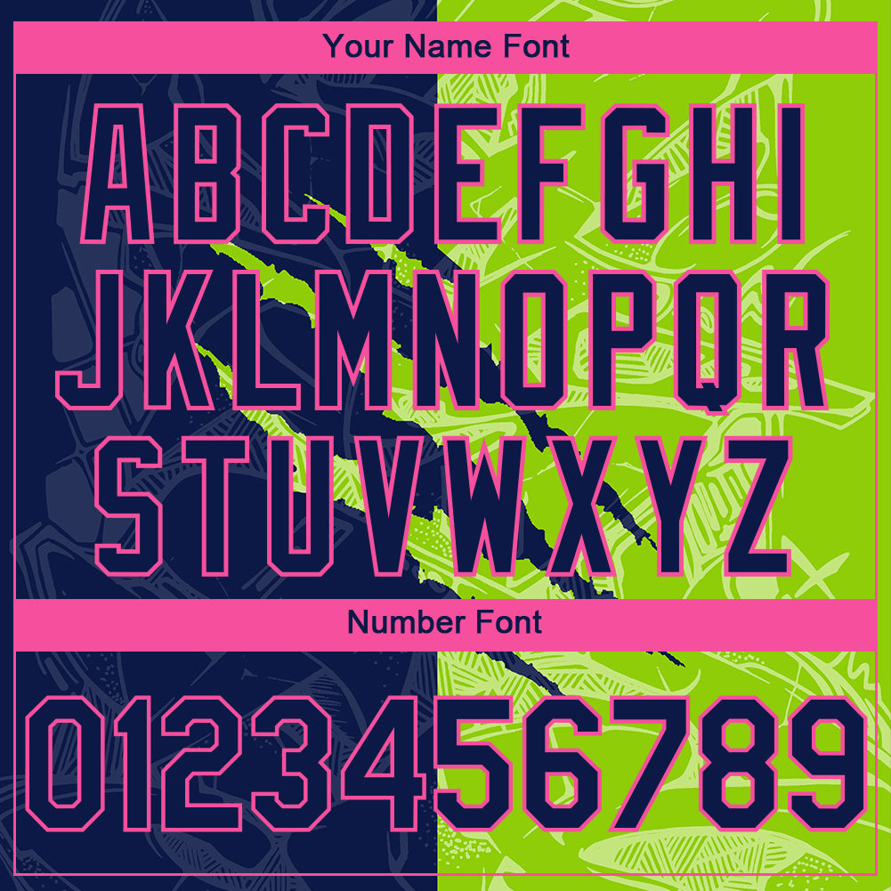 Custom Stitched Graffiti Pattern Navy Neon Green-Pink 3D Scratch Sports Pullover Sweatshirt Hoodie view 4