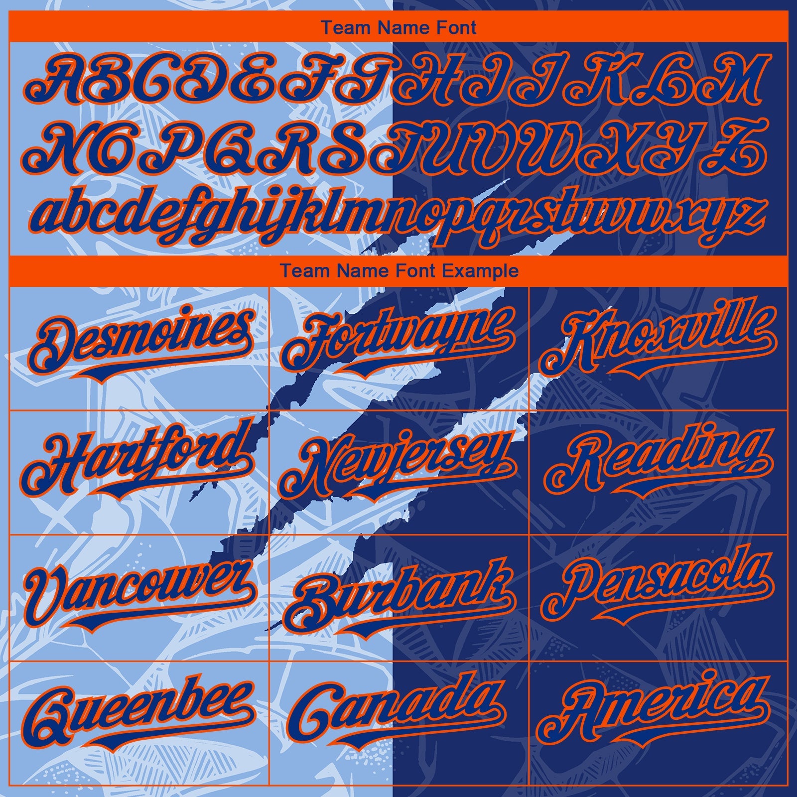 Custom Stitched Graffiti Pattern Royal Light Blue-Orange 3D Scratch Sports Pullover Sweatshirt Hoodie view 3