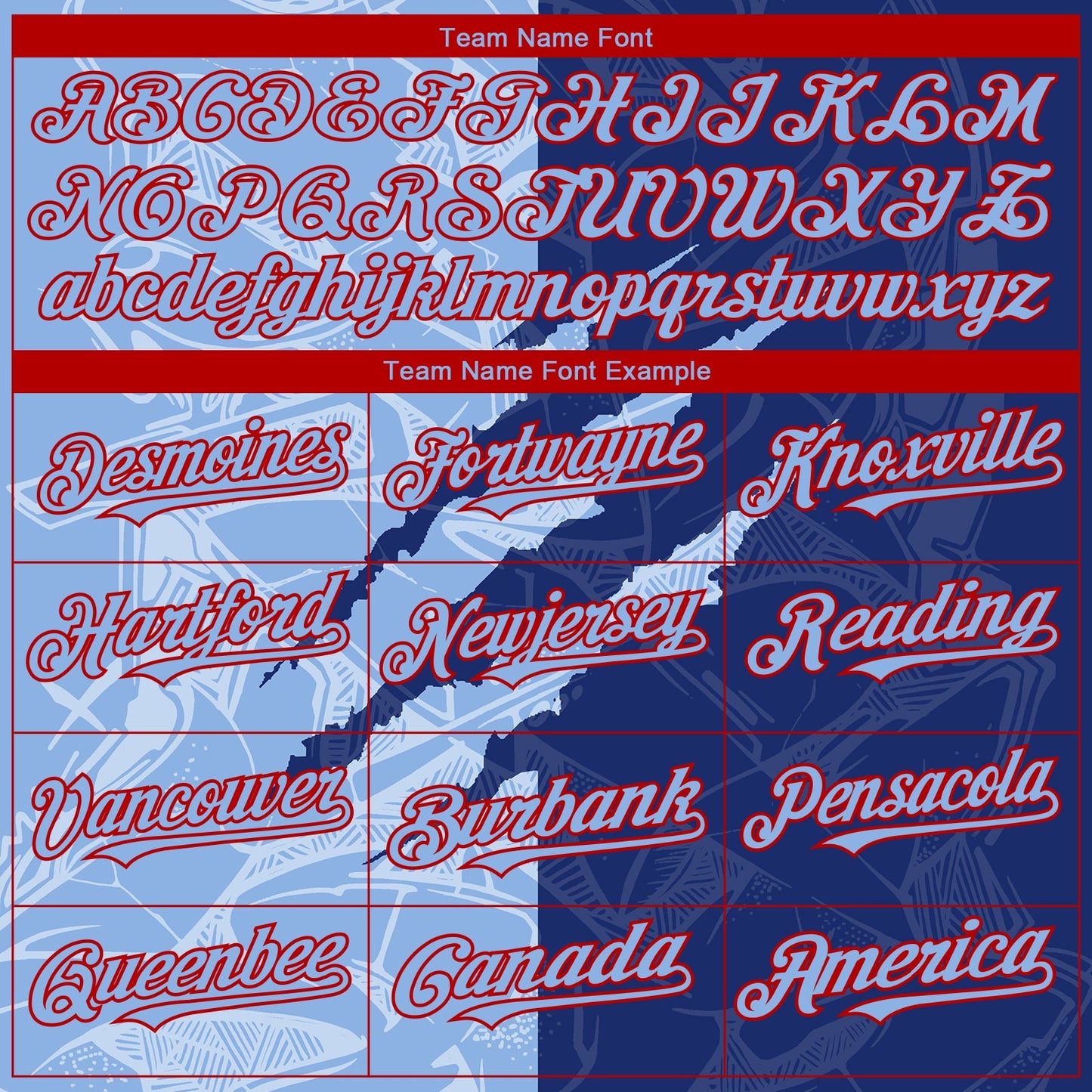 Custom Stitched Graffiti Pattern Light Blue Royal-Red 3D Scratch Sports Pullover Sweatshirt Hoodie view 3