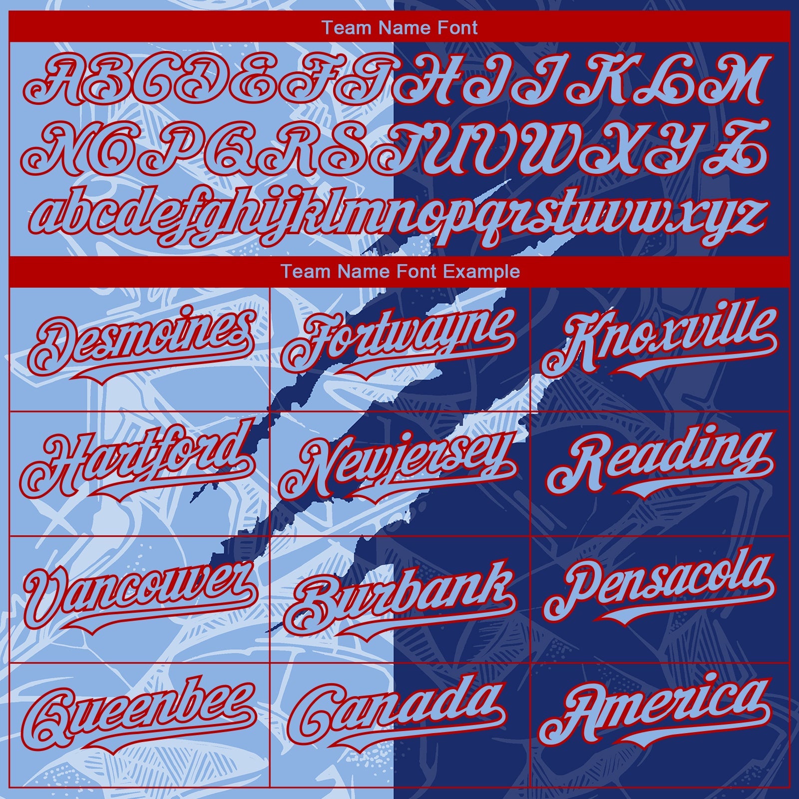 Custom Stitched Graffiti Pattern Light Blue Royal-Red 3D Scratch Sports Pullover Sweatshirt Hoodie view 3