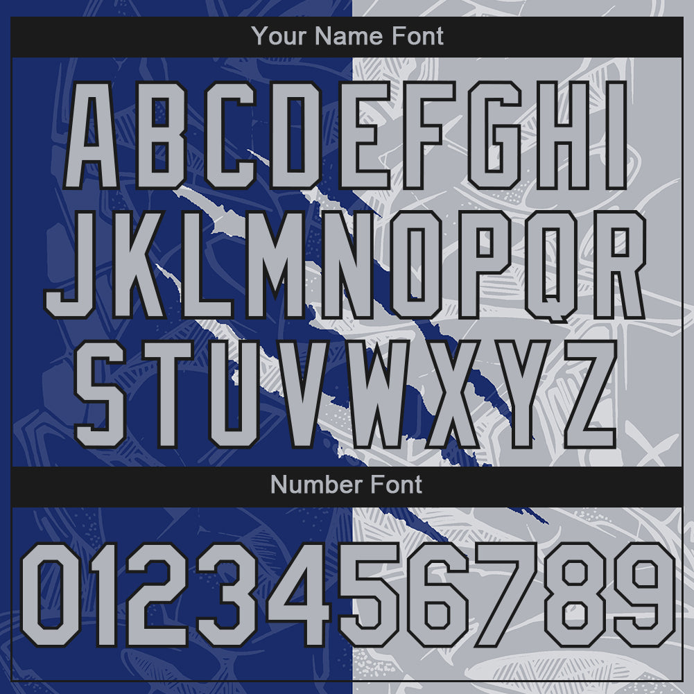 Custom Stitched Graffiti Pattern Gray Royal-Black 3D Scratch Sports Pullover Sweatshirt Hoodie view 4