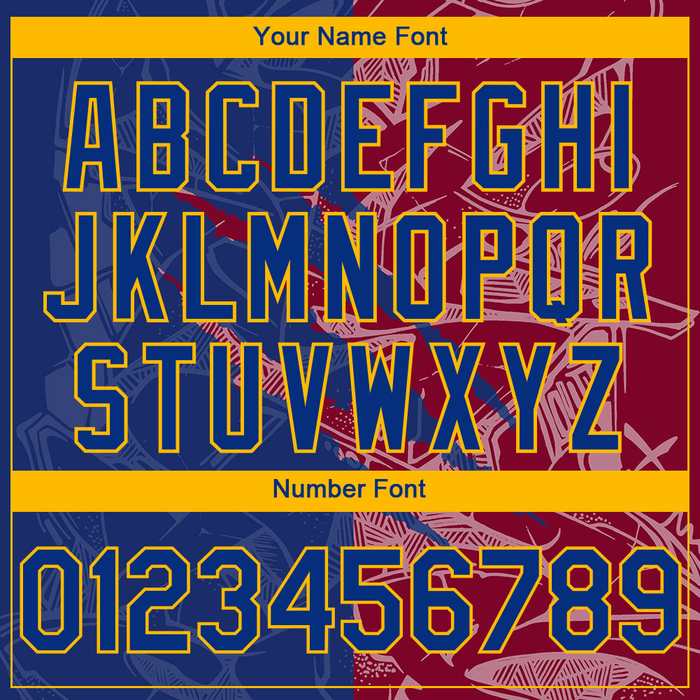 Custom Stitched Graffiti Pattern Royal Maroon-Gold 3D Scratch Sports Pullover Sweatshirt Hoodie view 4