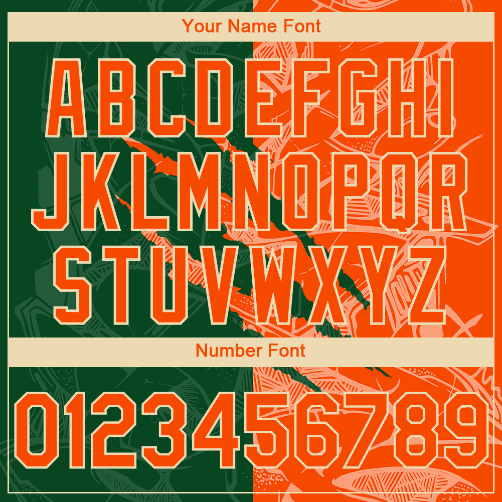Custom Stitched Graffiti Pattern Orange Green-Cream 3D Scratch Sports Pullover Sweatshirt Hoodie view 4