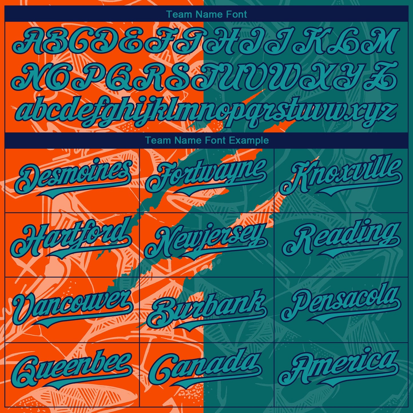 Custom Stitched Graffiti Pattern Teal Orange-Black 3D Scratch Sports Pullover Sweatshirt Hoodie view 3