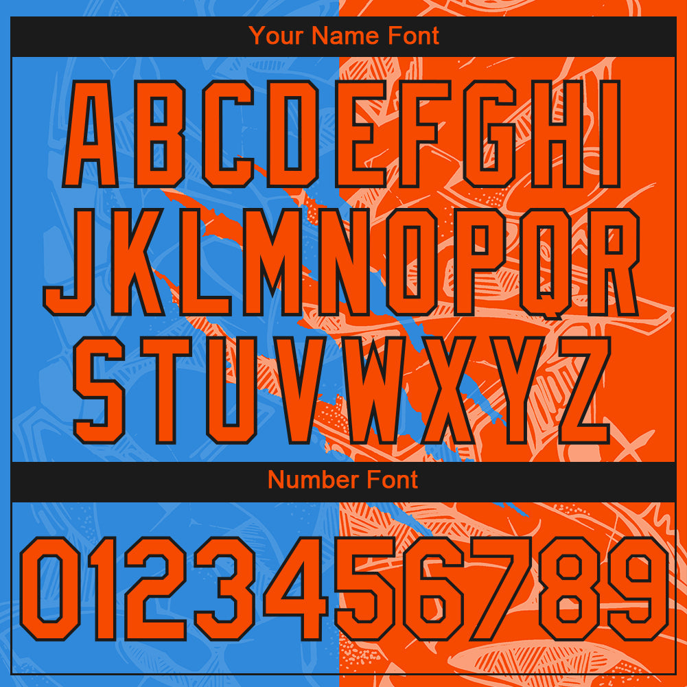 Custom Stitched Graffiti Pattern Orange Powder Blue-Black 3D Scratch Sports Pullover Sweatshirt Hoodie view 4