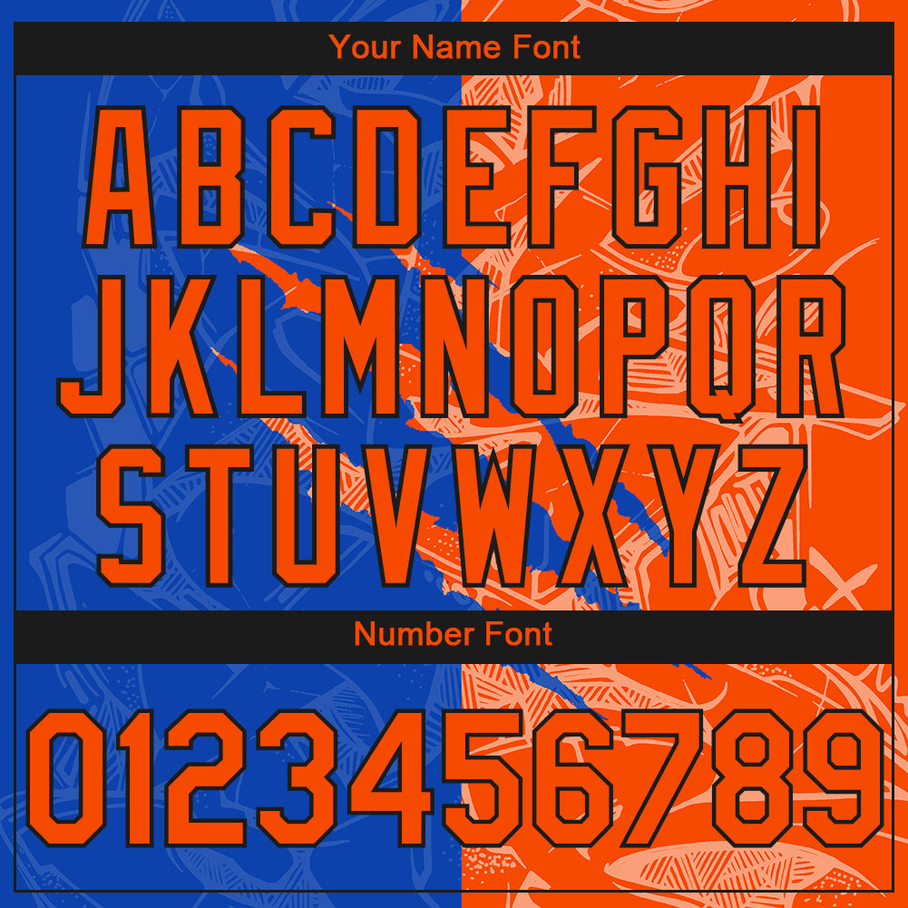 Custom Stitched Graffiti Pattern Orange Thunder Blue-Black 3D Scratch Sports Pullover Sweatshirt Hoodie view 4