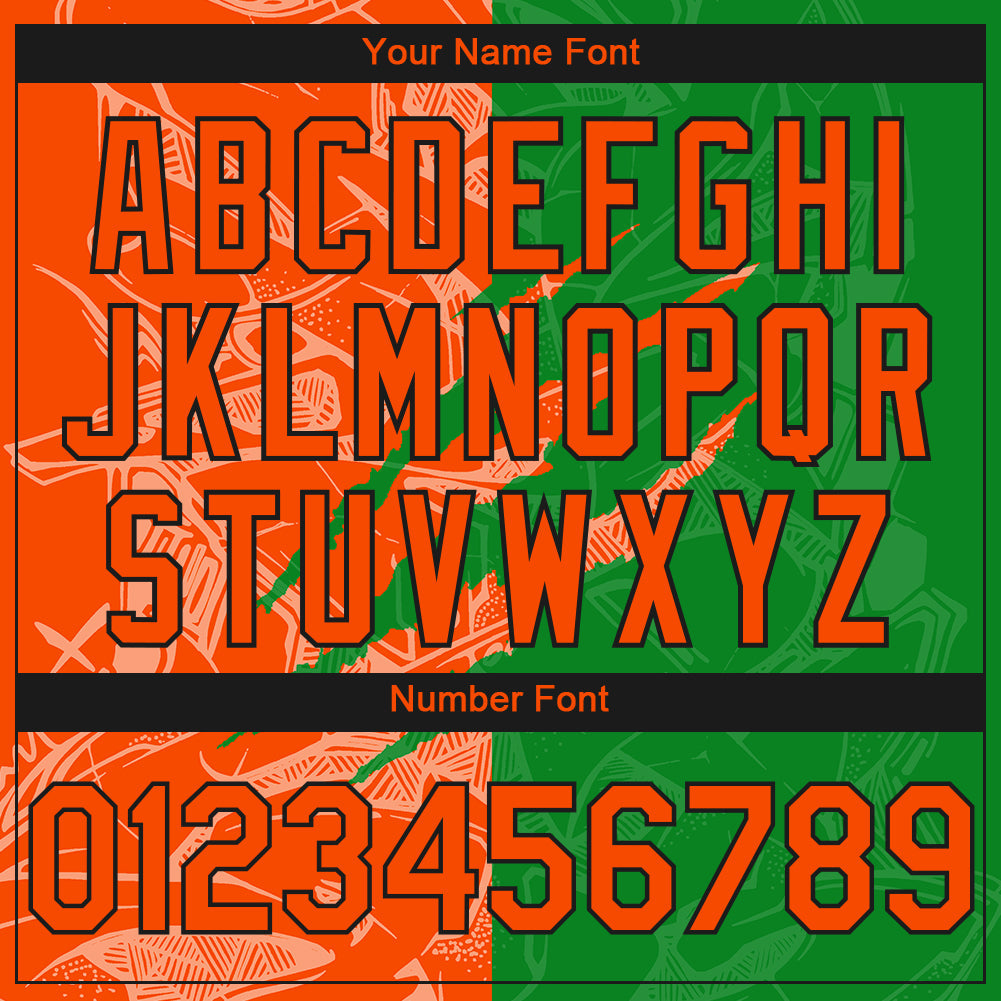 Custom Stitched Graffiti Pattern Orange Grass Green-Black 3D Scratch Sports Pullover Sweatshirt Hoodie view 4