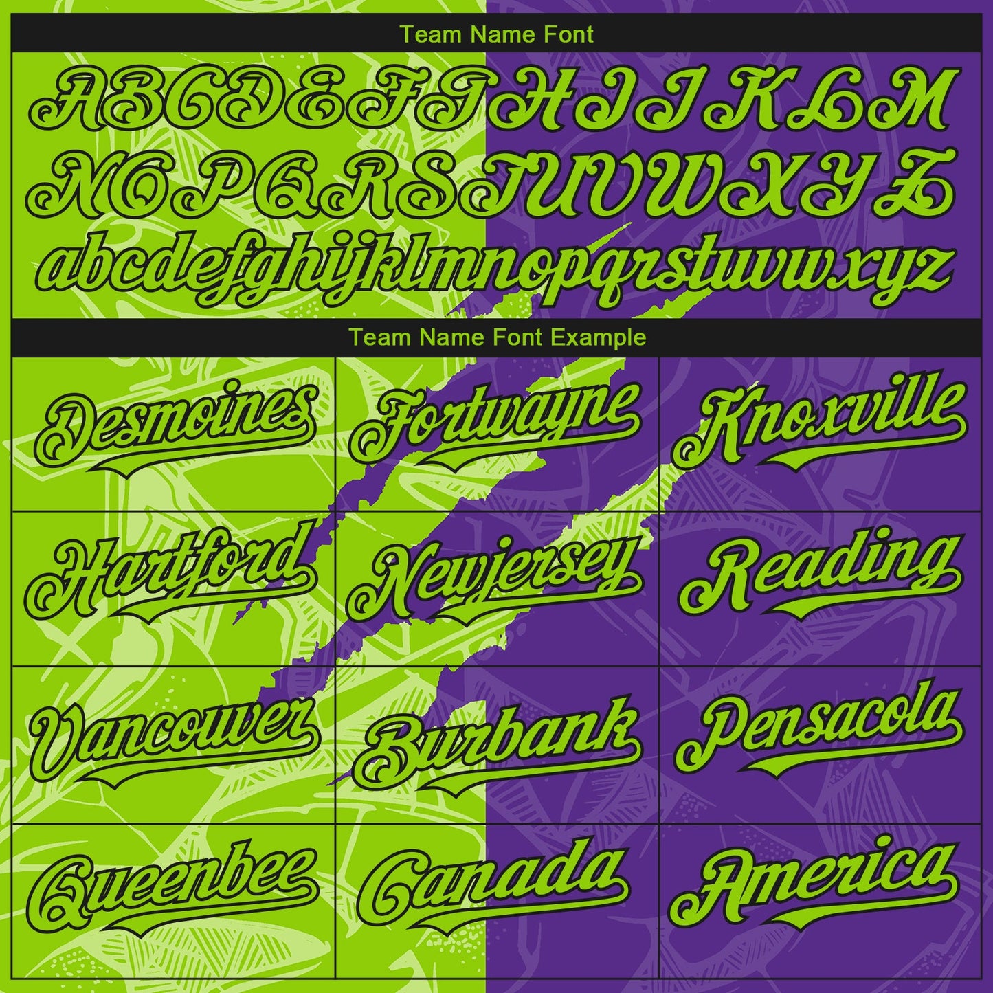 Custom Stitched Graffiti Pattern Neon Green Purple-Black 3D Scratch Sports Pullover Sweatshirt Hoodie view 3