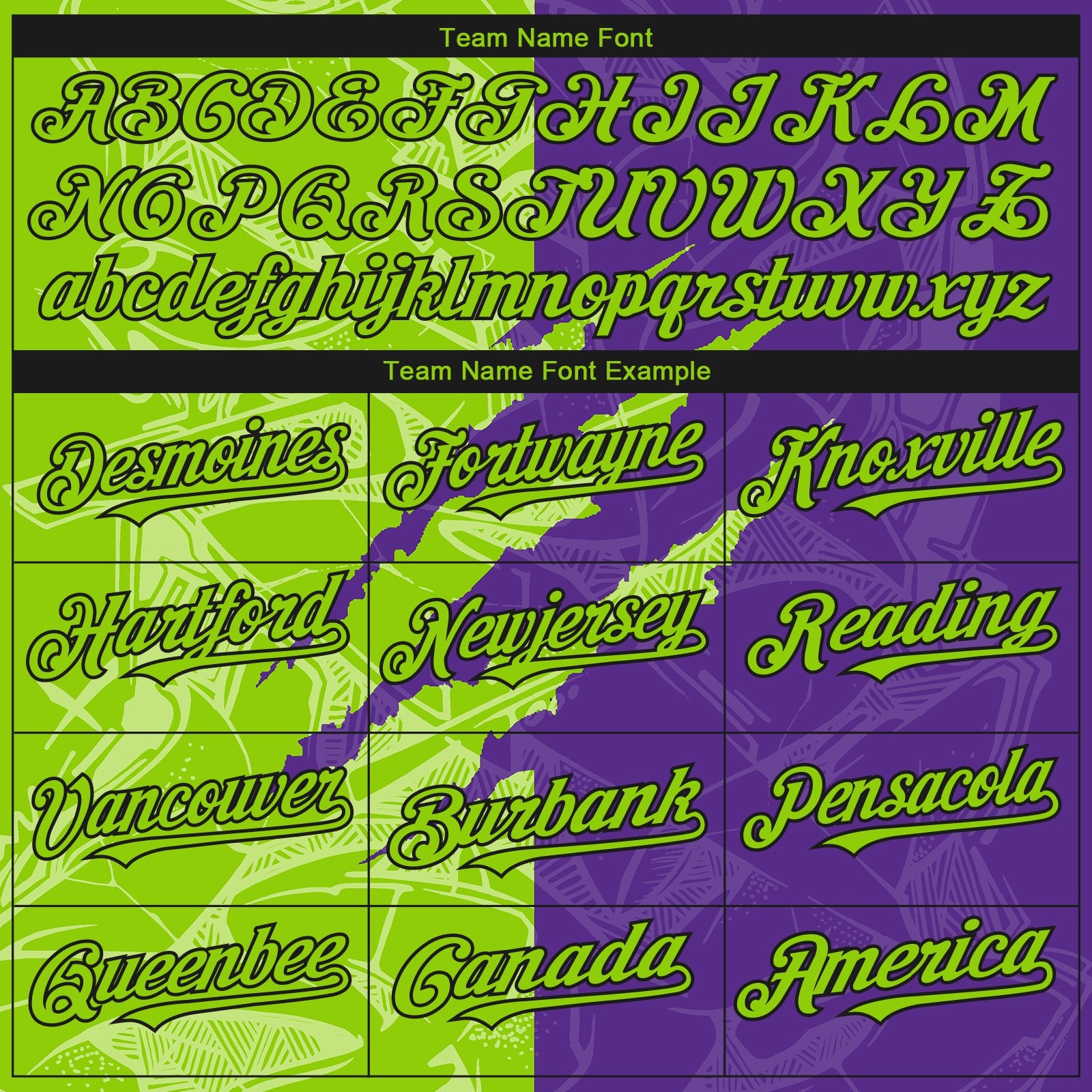 Custom Stitched Graffiti Pattern Neon Green Purple-Black 3D Scratch Sports Pullover Sweatshirt Hoodie view 3