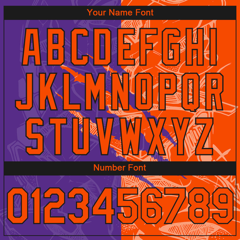 Custom Stitched Graffiti Pattern Orange Purple-Black 3D Scratch Sports Pullover Sweatshirt Hoodie view 4