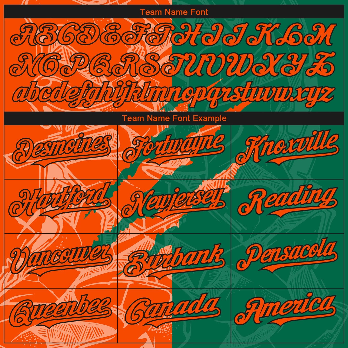 Custom Stitched Graffiti Pattern Orange Kelly Green-Black 3D Scratch Sports Pullover Sweatshirt Hoodie view 3
