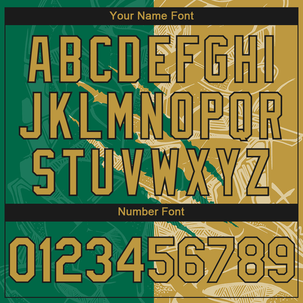Custom Stitched Graffiti Pattern Old Gold Kelly Green-Black 3D Scratch Sports Pullover Sweatshirt Hoodie view 4