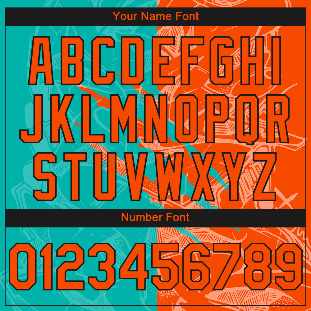 Custom Stitched Graffiti Pattern Orange Aqua-Black 3D Scratch Sports Pullover Sweatshirt Hoodie view 4