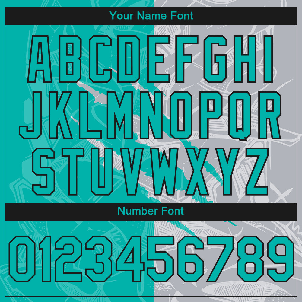 Custom Stitched Graffiti Pattern Aqua Gray-Black 3D Scratch Sports Pullover Sweatshirt Hoodie view 4