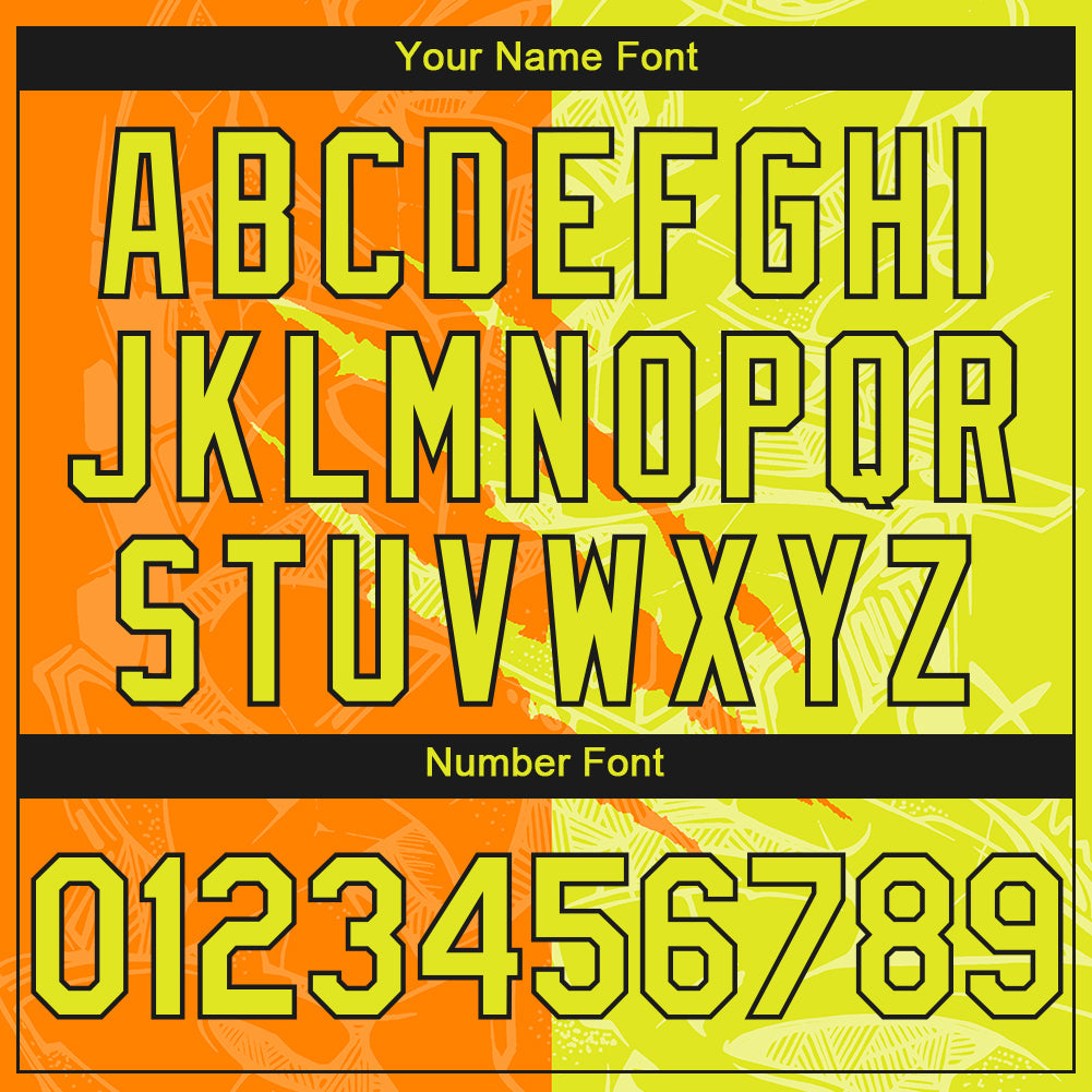 Custom Stitched Graffiti Pattern Neon Yellow Bay Orange-Black 3D Scratch Sports Pullover Sweatshirt Hoodie view 4