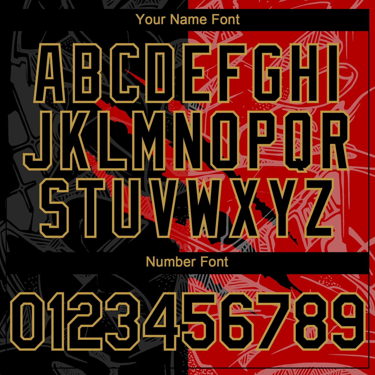 Custom Graffiti Pattern Black Red-Old Gold 3D Scratch Authentic Baseball Jersey view 5