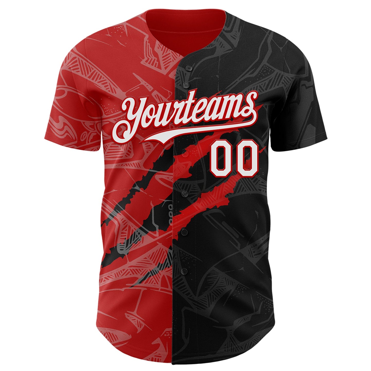 Custom Graffiti Pattern White Black-Red 3D Scratch Authentic Baseball Jersey view 2