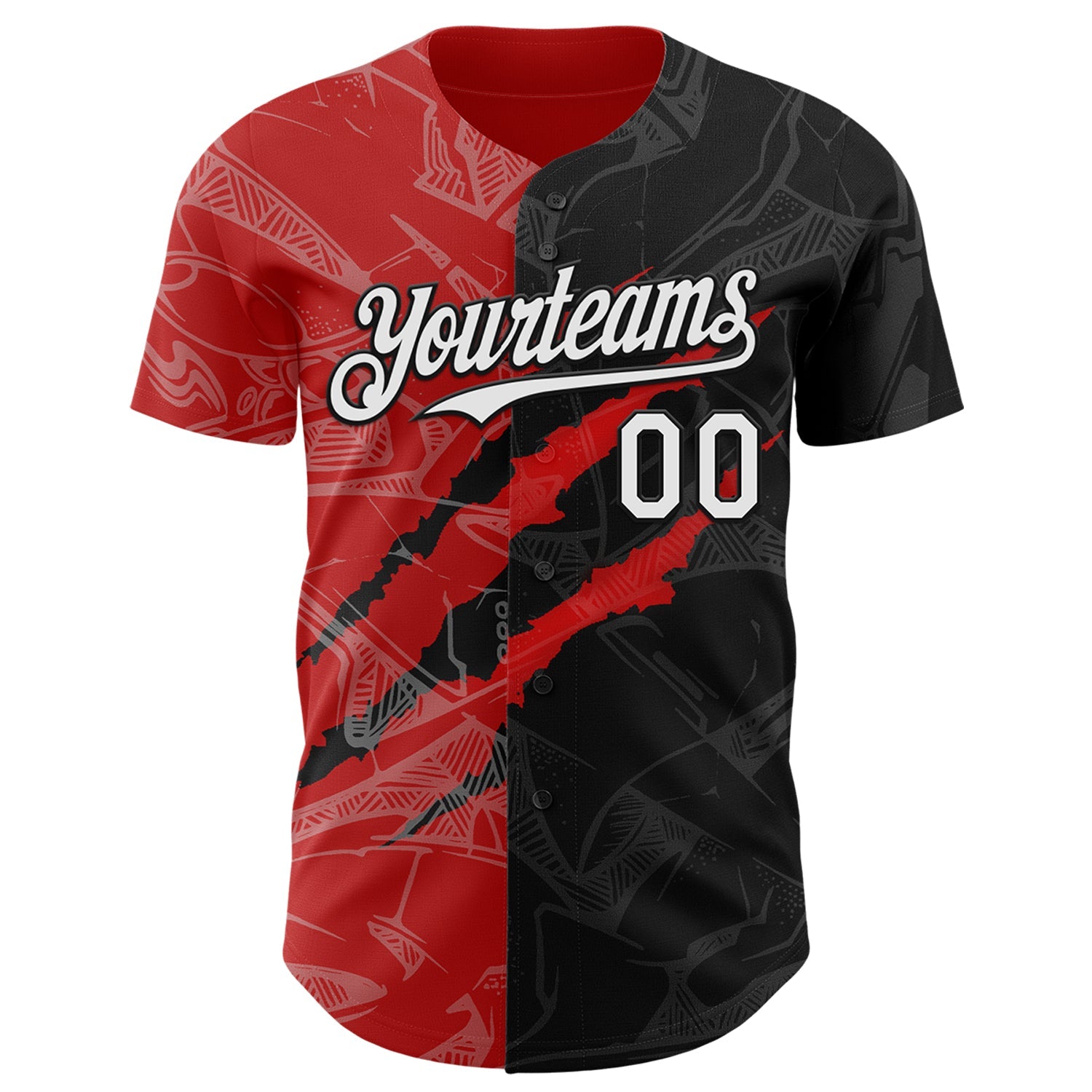 Custom Graffiti Pattern White Black-Red 3D Scratch Authentic Baseball Jersey view 2