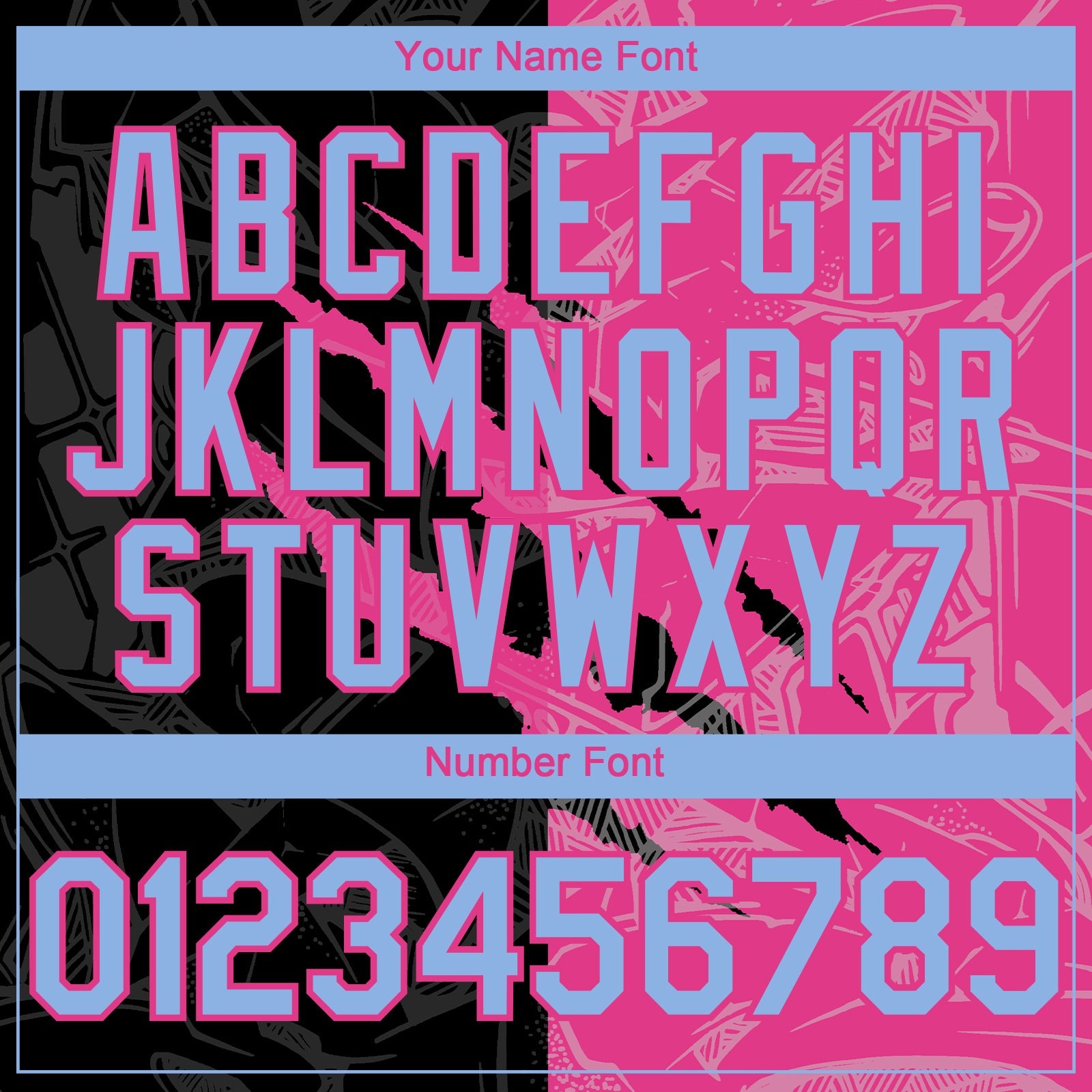 Custom Graffiti Pattern Light Blue Black-Pink 3D Scratch Authentic Baseball Jersey view 5