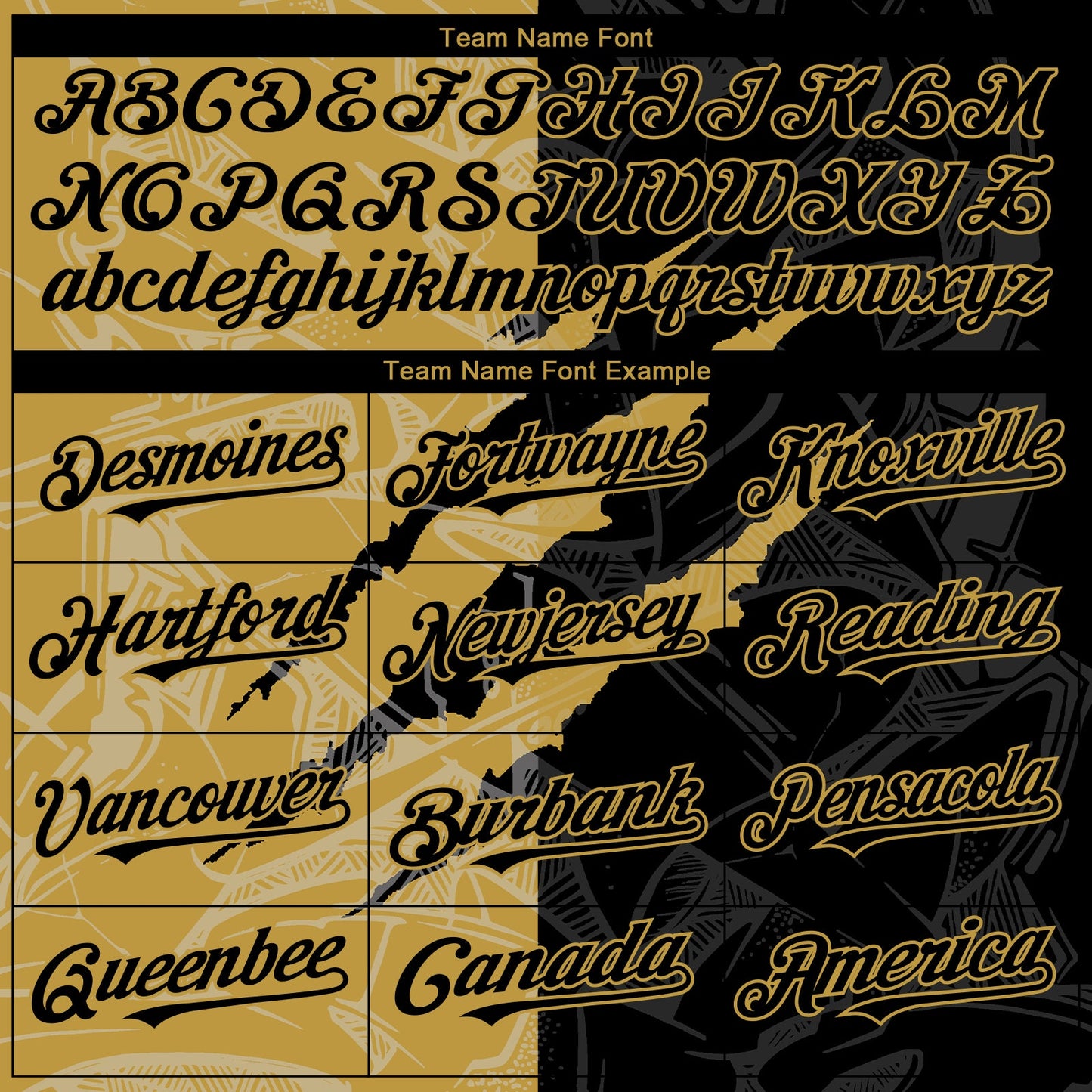 Custom Graffiti Pattern Black-Old Gold 3D Scratch Authentic Baseball Jersey view 4