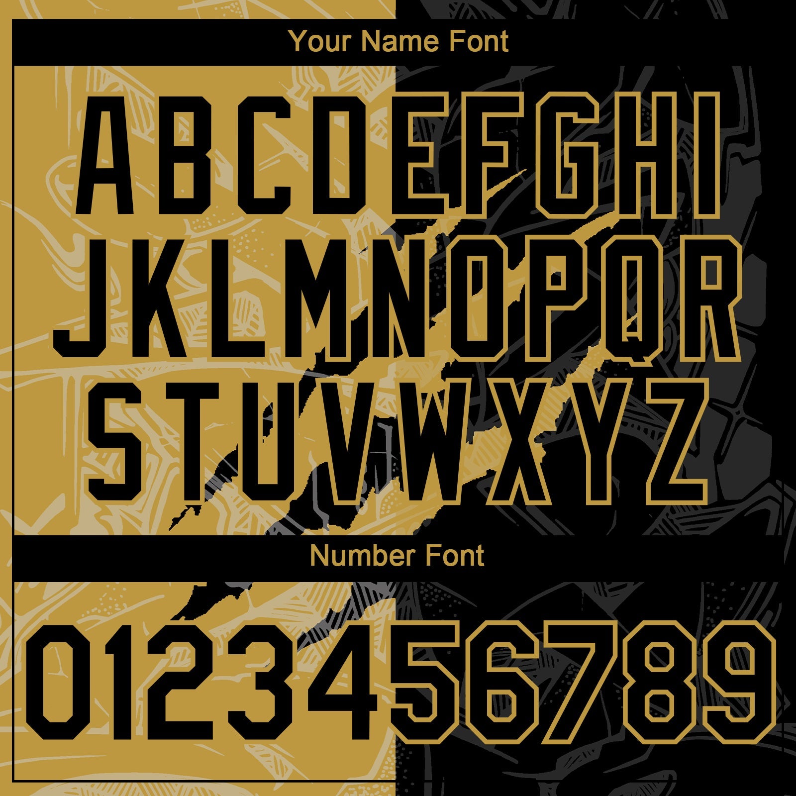 Custom Graffiti Pattern Black-Old Gold 3D Scratch Authentic Baseball Jersey view 5