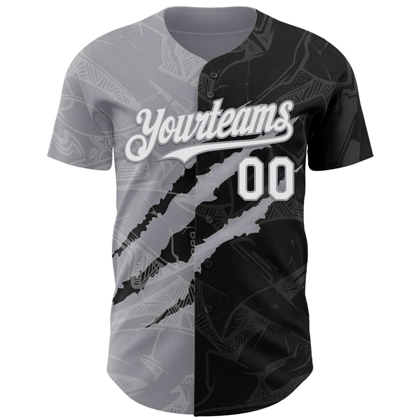 Custom Graffiti Pattern White Black-Gray 3D Scratch Authentic Baseball Jersey view 2