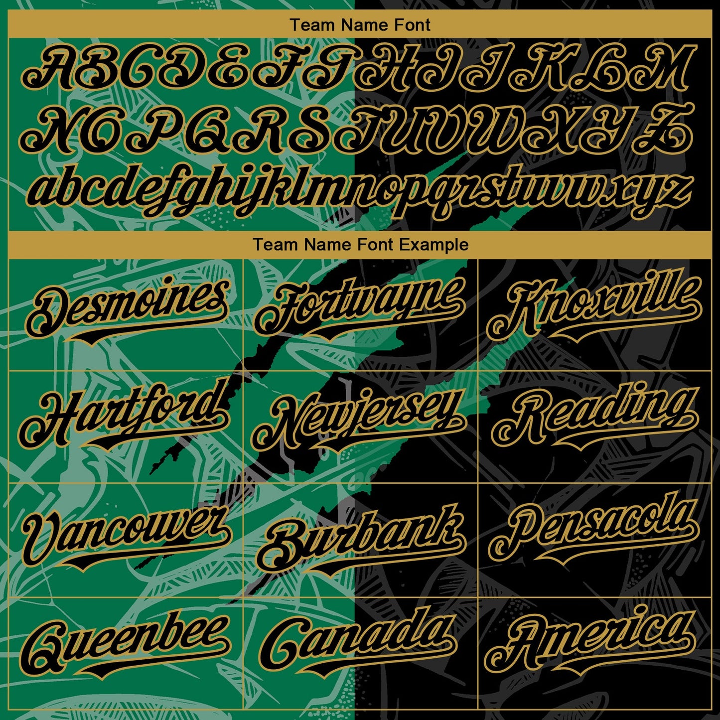 Custom Graffiti Pattern Black Kelly Green-Old Gold 3D Scratch Authentic Baseball Jersey view 4