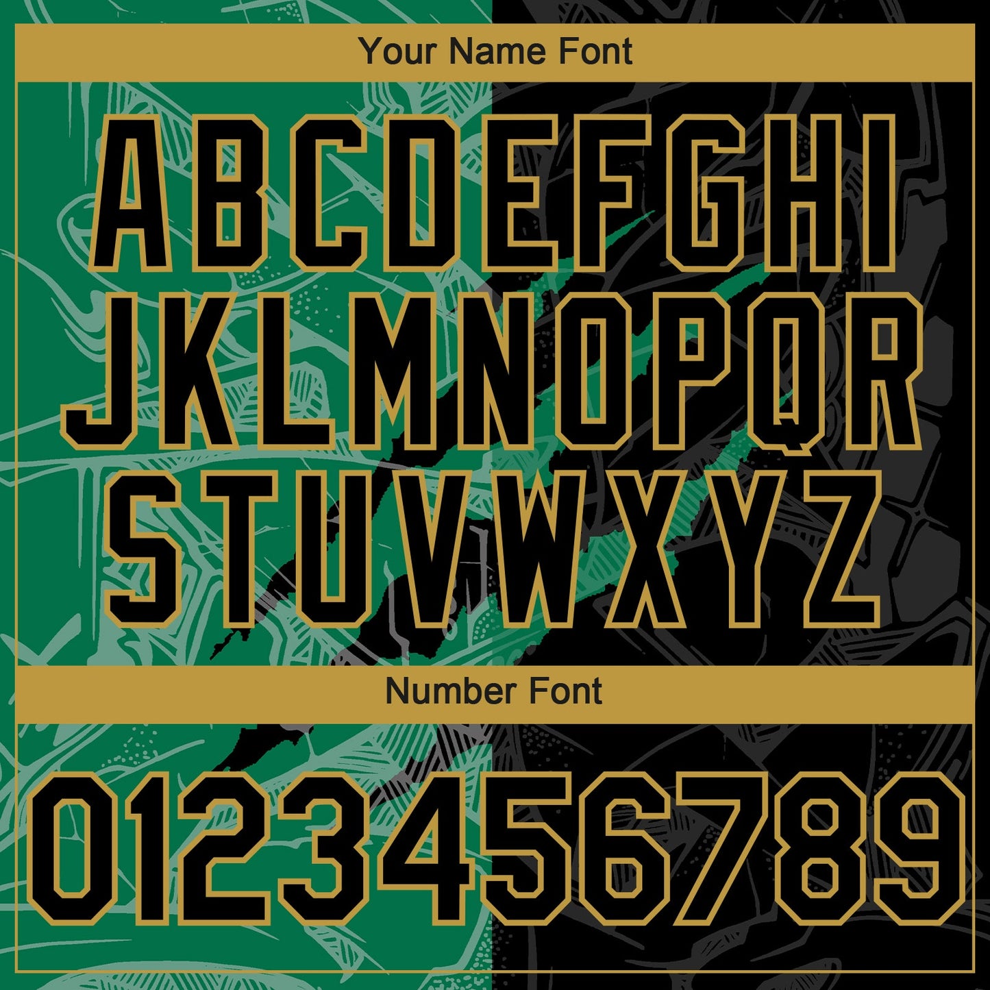 Custom Graffiti Pattern Black Kelly Green-Old Gold 3D Scratch Authentic Baseball Jersey view 5