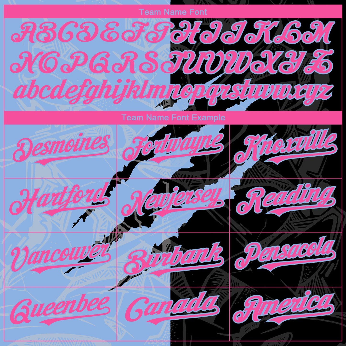 Custom Graffiti Pattern Pink Black-Light Blue 3D Scratch Authentic Baseball Jersey view 4