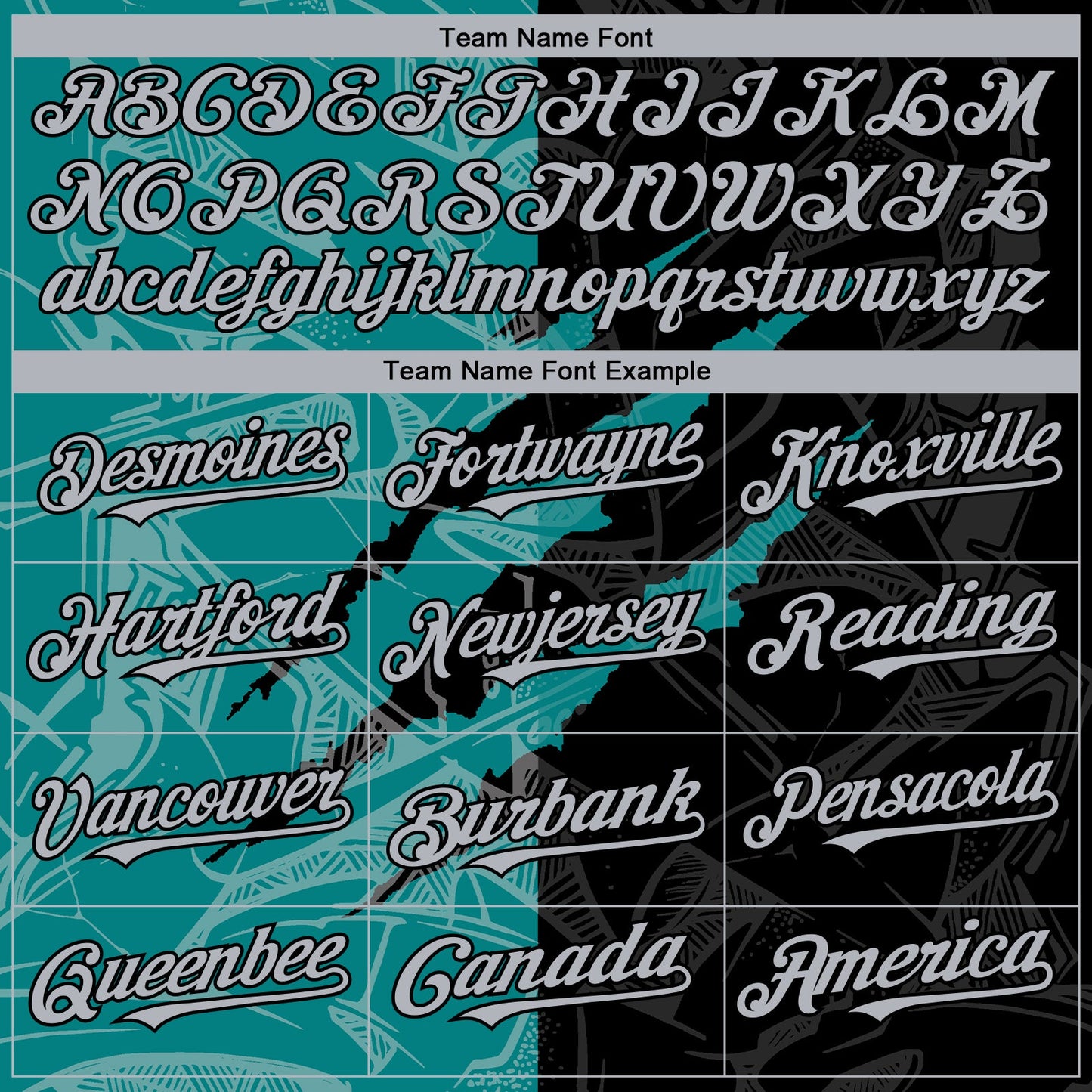 Custom Graffiti Pattern Gray Black-Teal 3D Scratch Authentic Baseball Jersey view 4