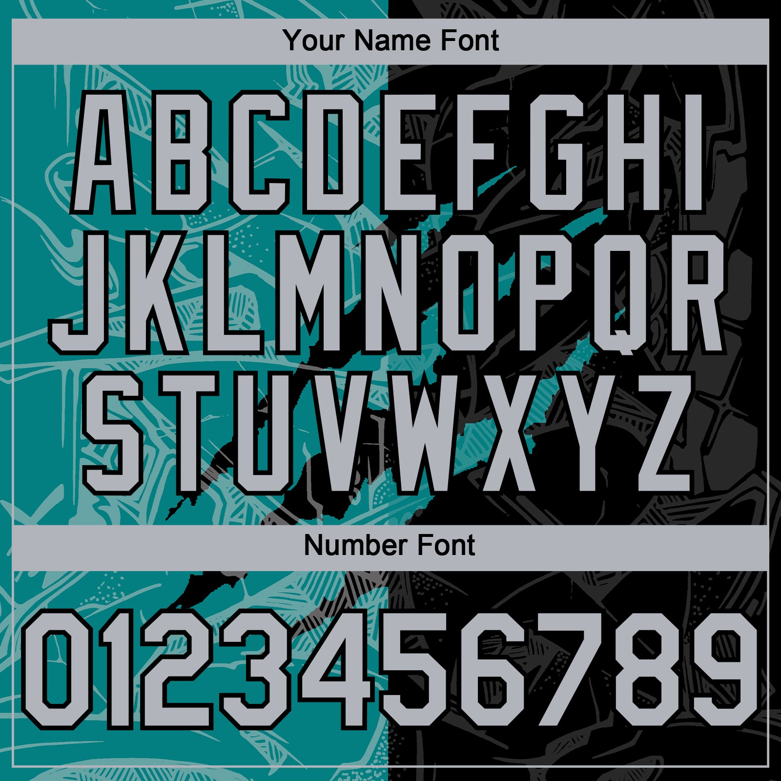 Custom Graffiti Pattern Gray Black-Teal 3D Scratch Authentic Baseball Jersey view 5