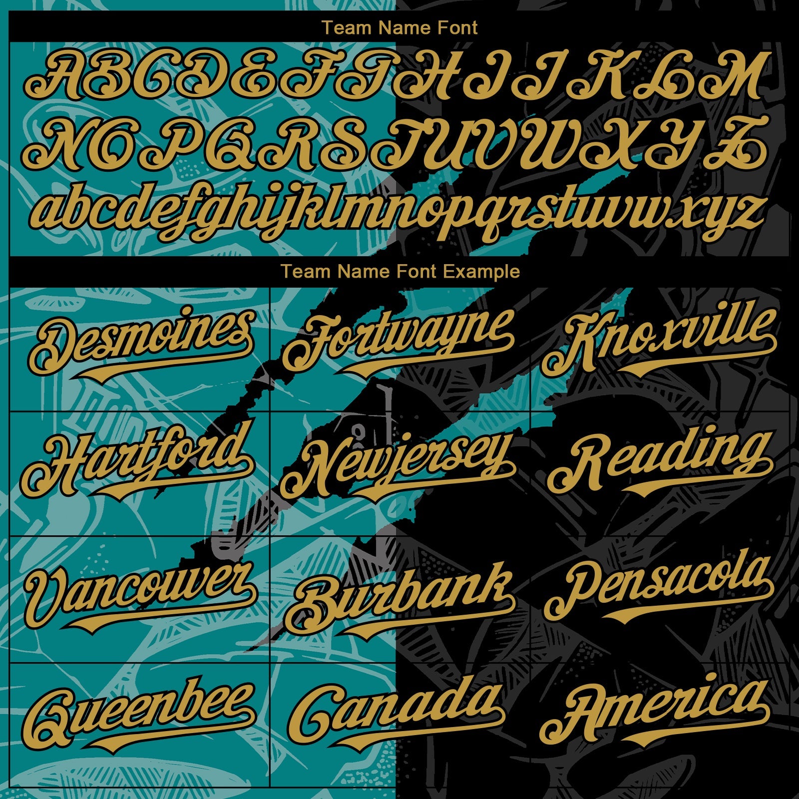 Custom Graffiti Pattern Old Gold Black-Teal 3D Scratch Authentic Baseball Jersey view 4