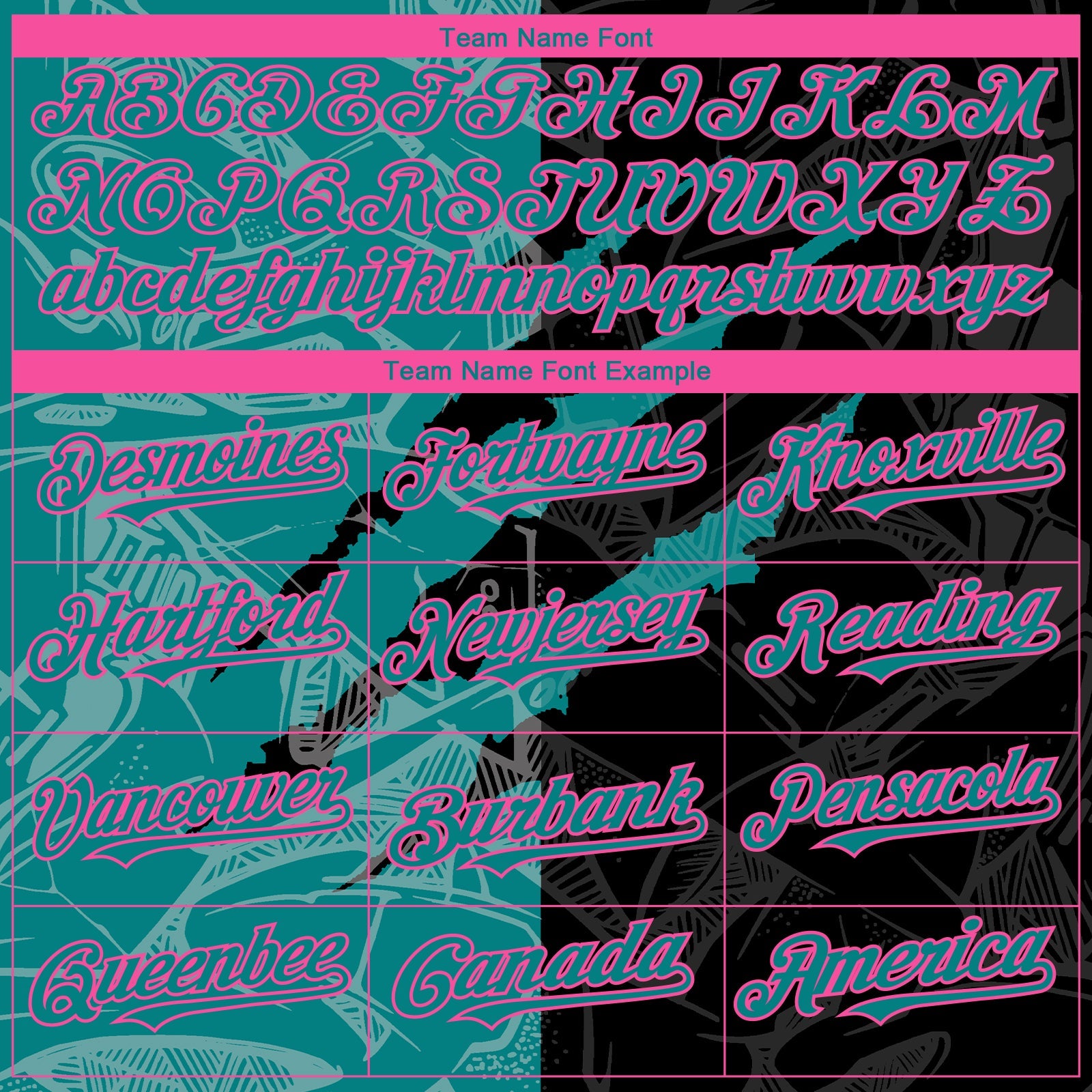 Custom Graffiti Pattern Teal Black-Pink 3D Scratch Authentic Baseball Jersey view 4