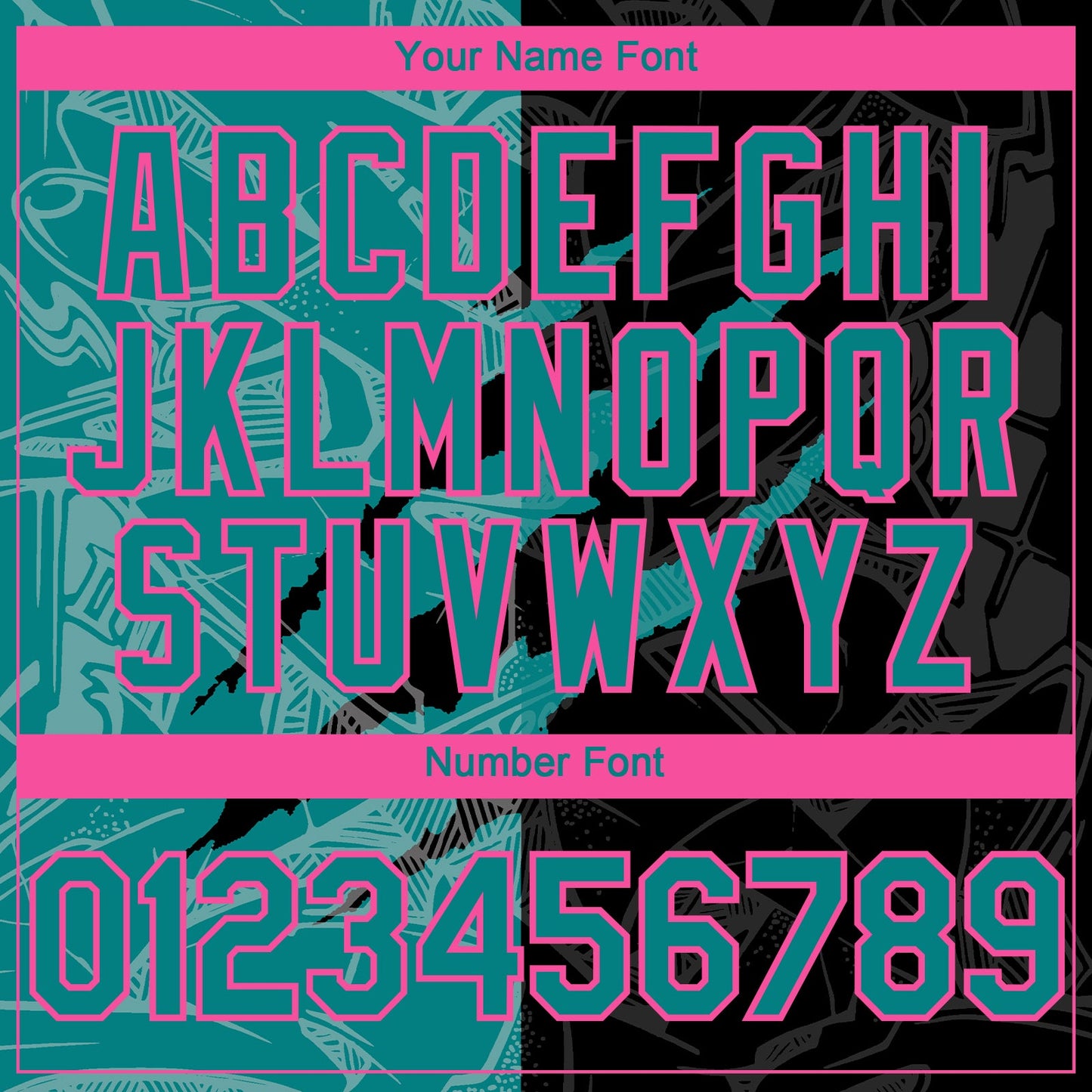 Custom Graffiti Pattern Teal Black-Pink 3D Scratch Authentic Baseball Jersey view 5
