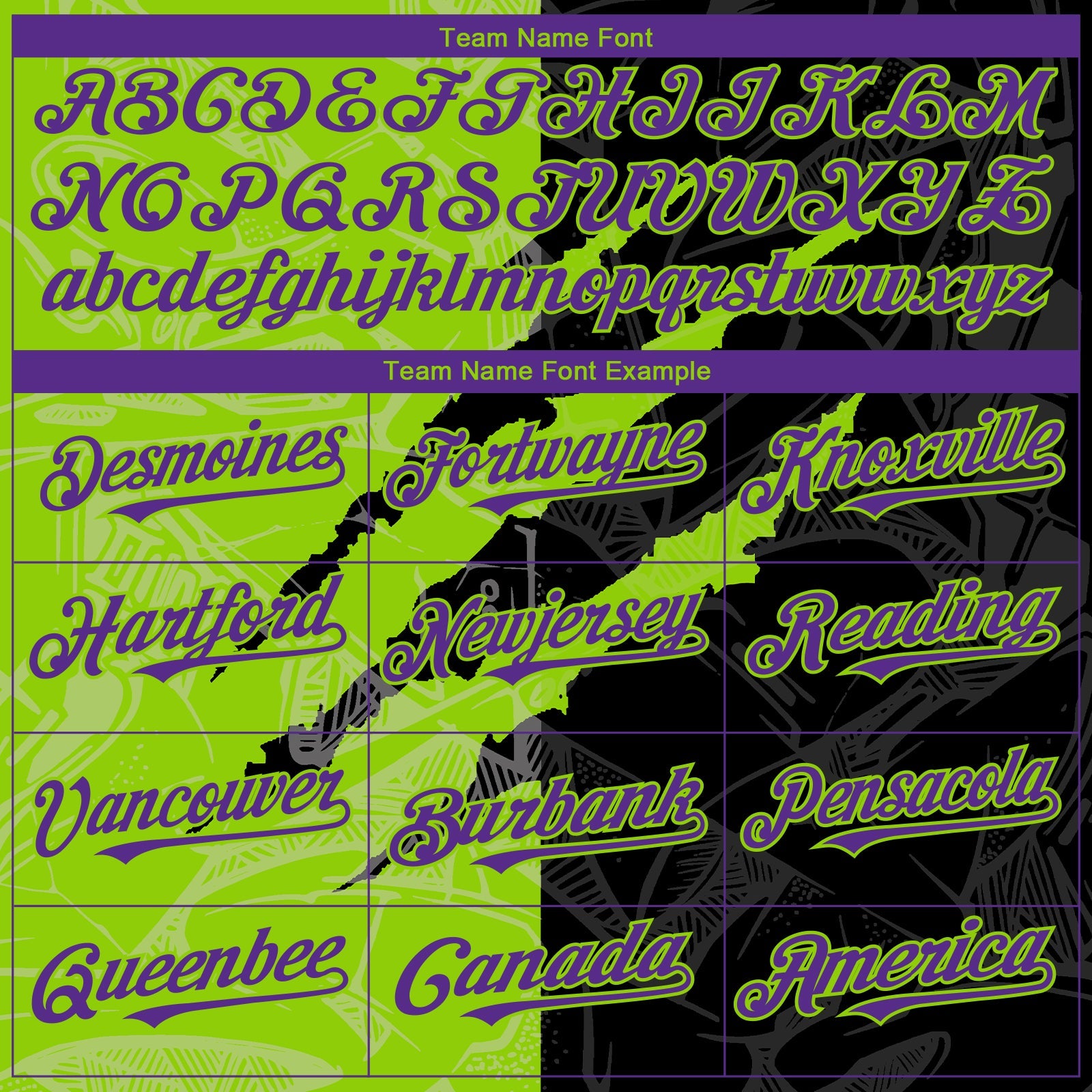 Custom Graffiti Pattern Purple Black-Neon Green 3D Scratch Authentic Baseball Jersey view 4