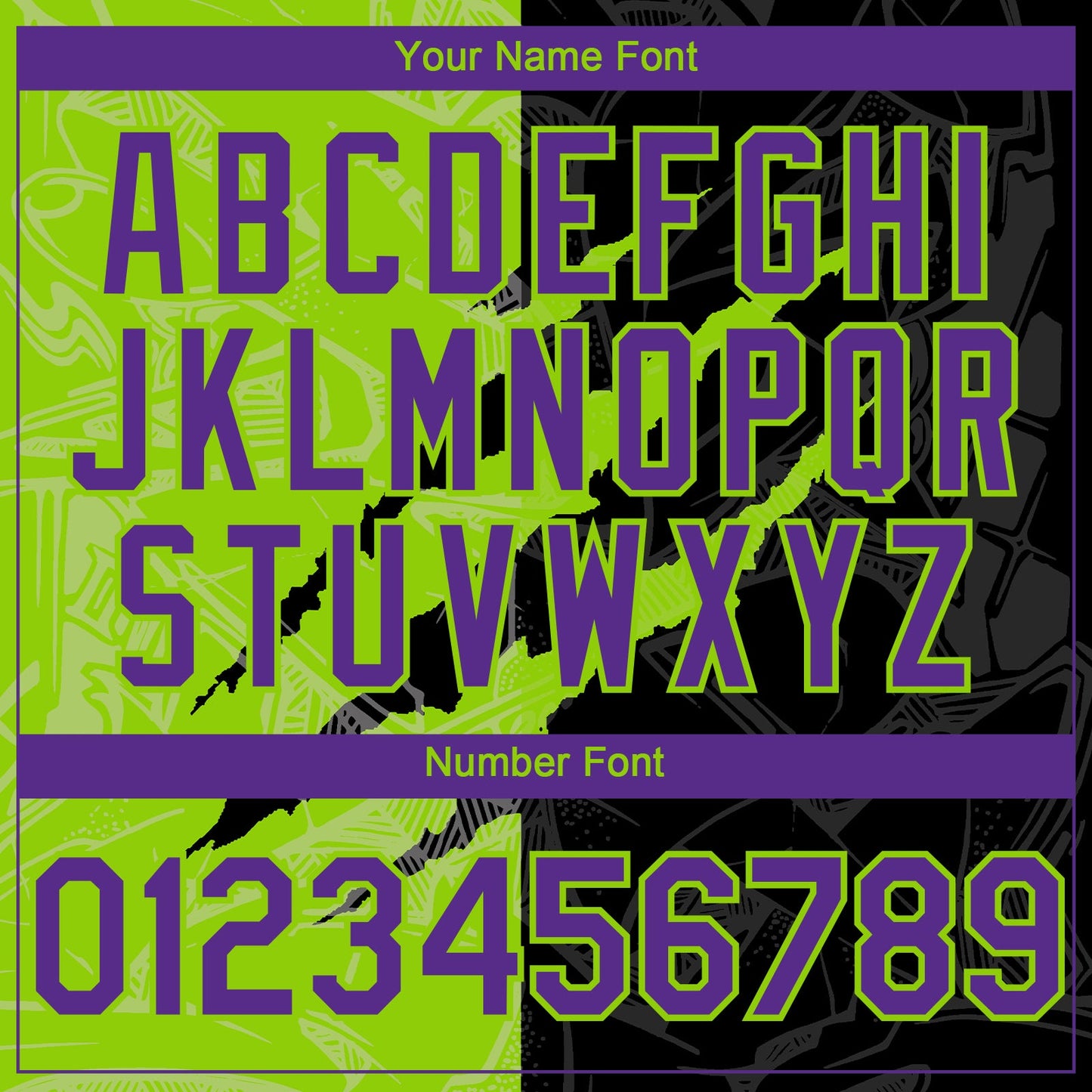 Custom Graffiti Pattern Purple Black-Neon Green 3D Scratch Authentic Baseball Jersey view 5