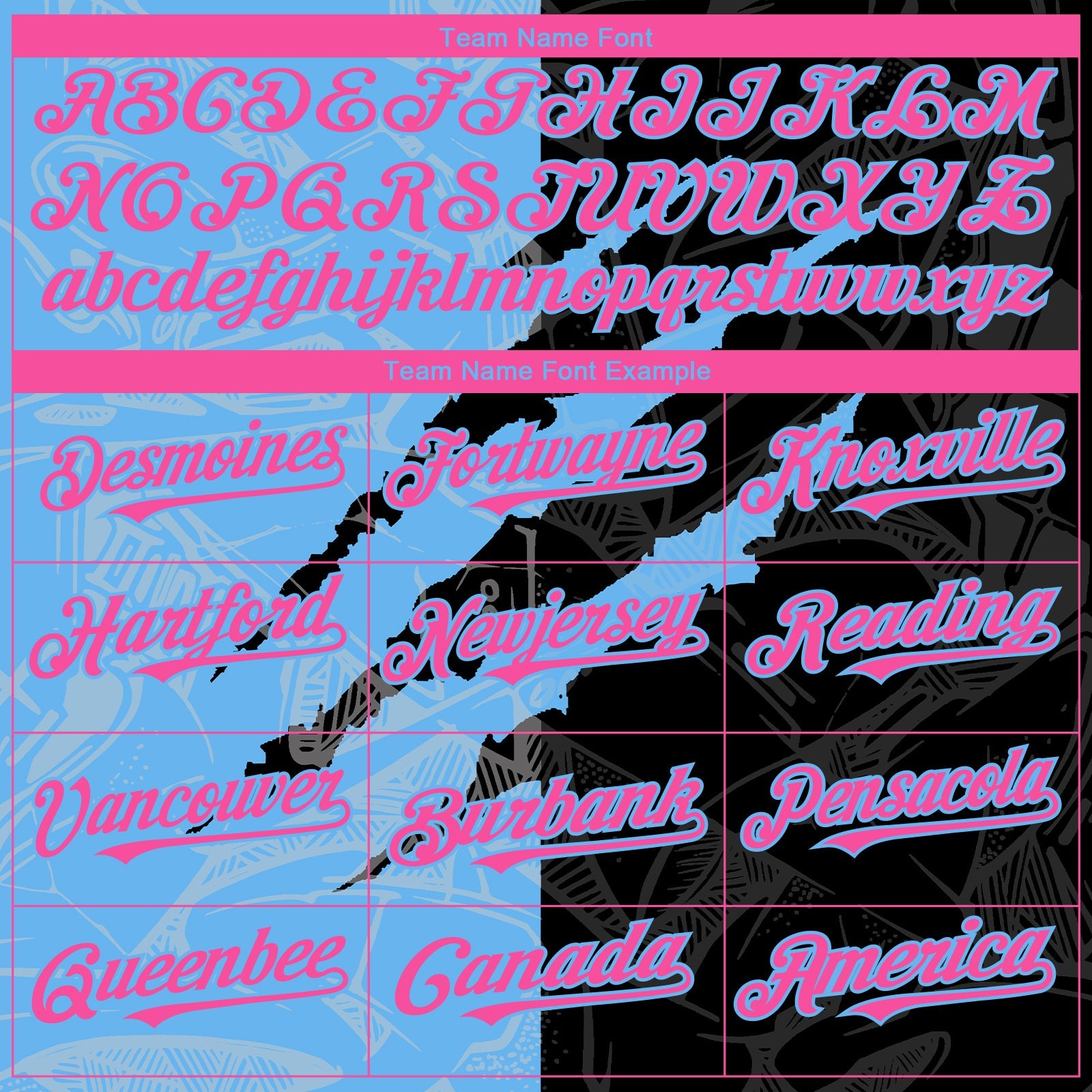 Custom Graffiti Pattern Pink Black-Sky Blue 3D Scratch Authentic Baseball Jersey view 4