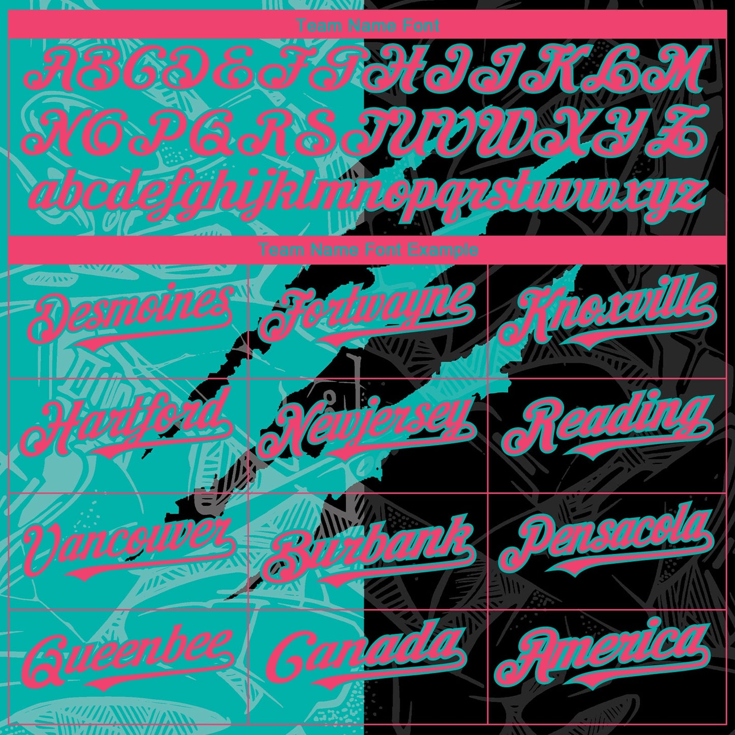 Custom Graffiti Pattern Neon Pink Black-Aqua 3D Scratch Authentic Baseball Jersey view 4