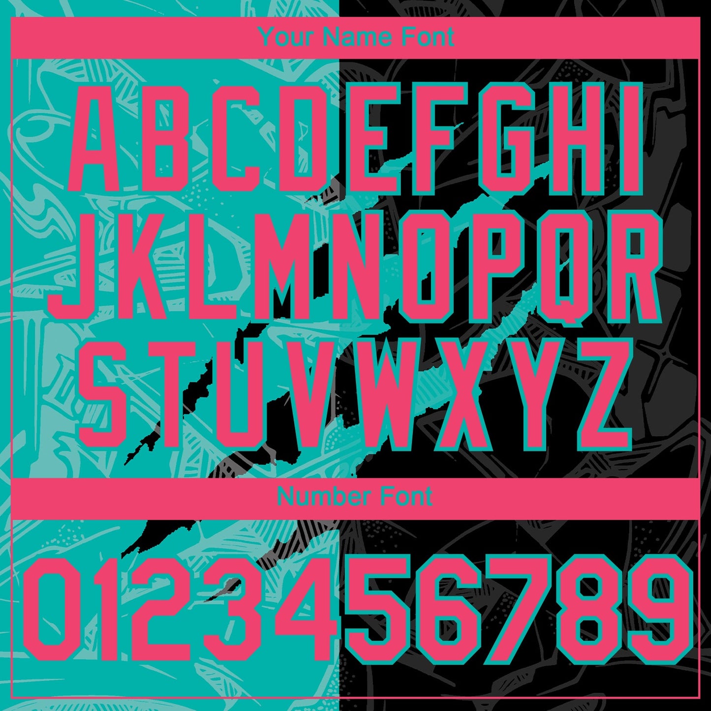 Custom Graffiti Pattern Neon Pink Black-Aqua 3D Scratch Authentic Baseball Jersey view 5