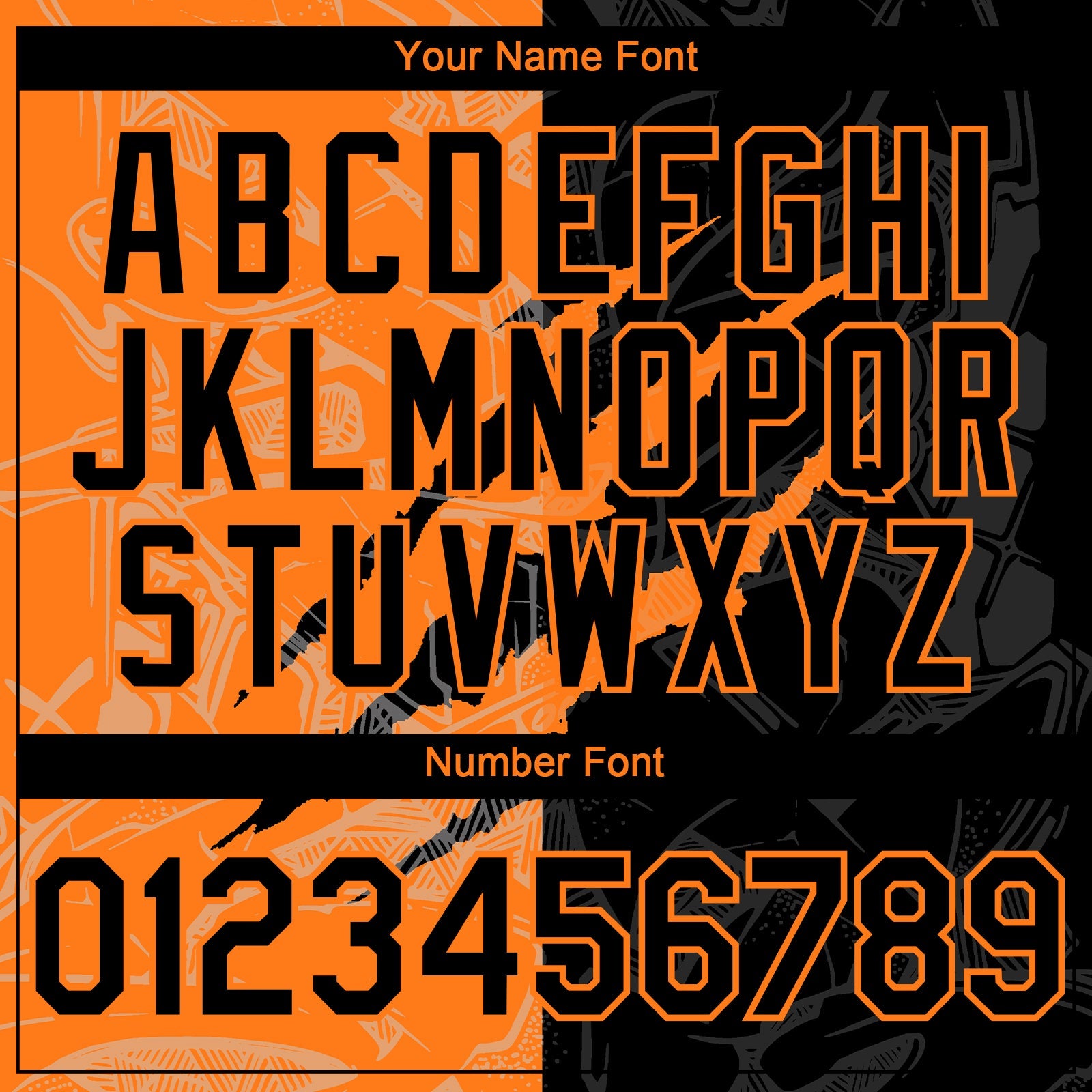 Custom Graffiti Pattern Black-Bay Orange 3D Scratch Authentic Baseball Jersey view 5
