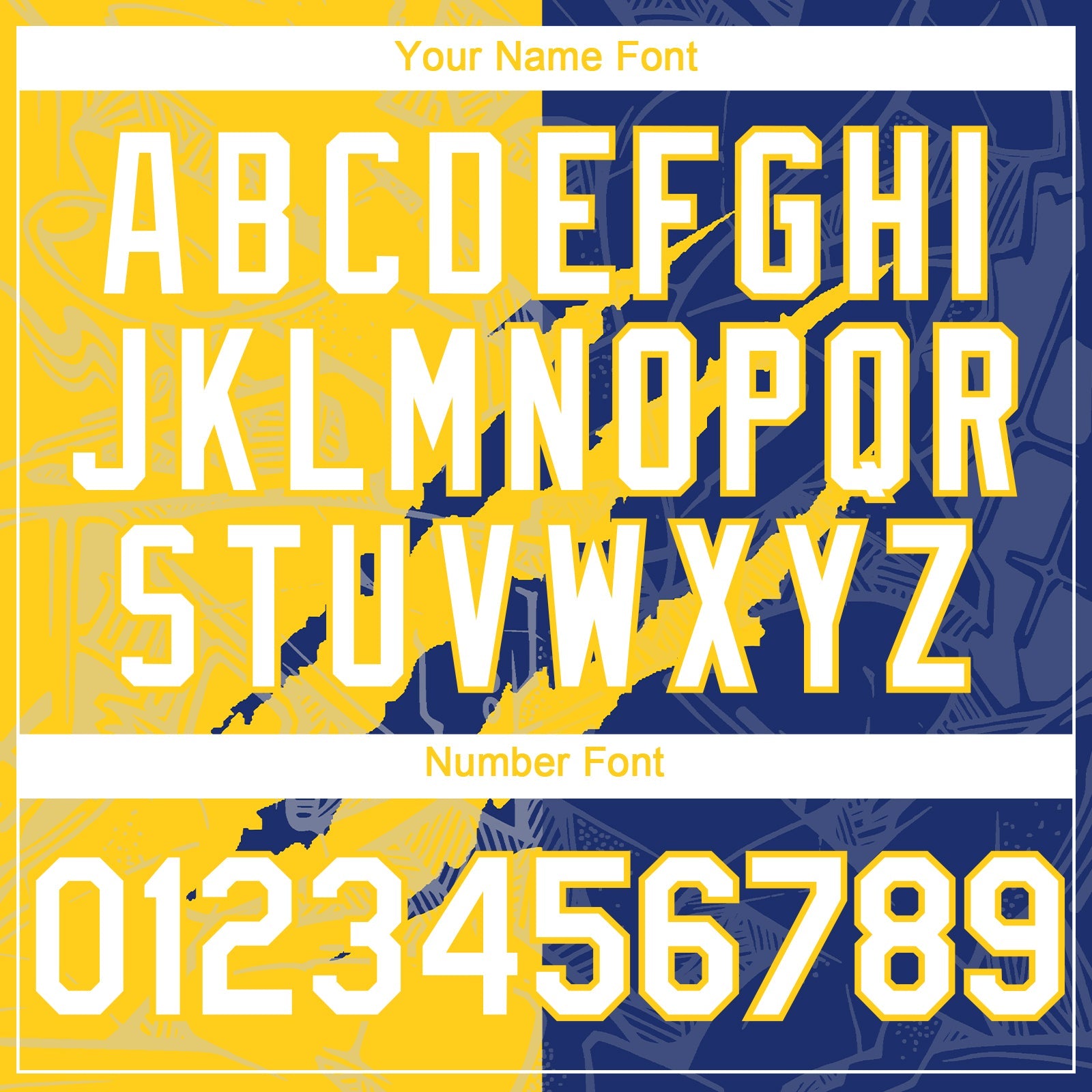 Custom Graffiti Pattern White Royal-Yellow 3D Scratch Authentic Baseball Jersey view 5