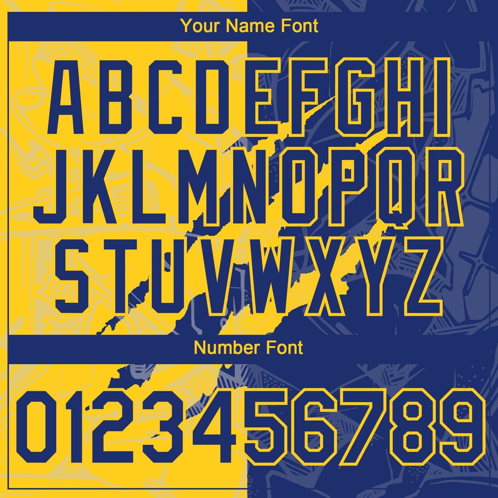 Custom Graffiti Pattern Royal-Yellow 3D Scratch Authentic Baseball Jersey view 5