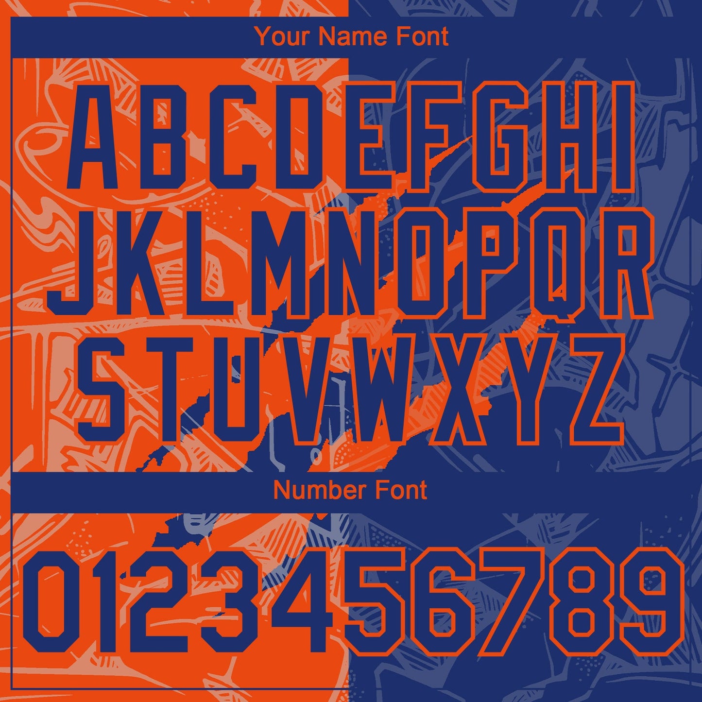 Custom Graffiti Pattern Royal-Orange 3D Scratch Authentic Baseball Jersey view 5