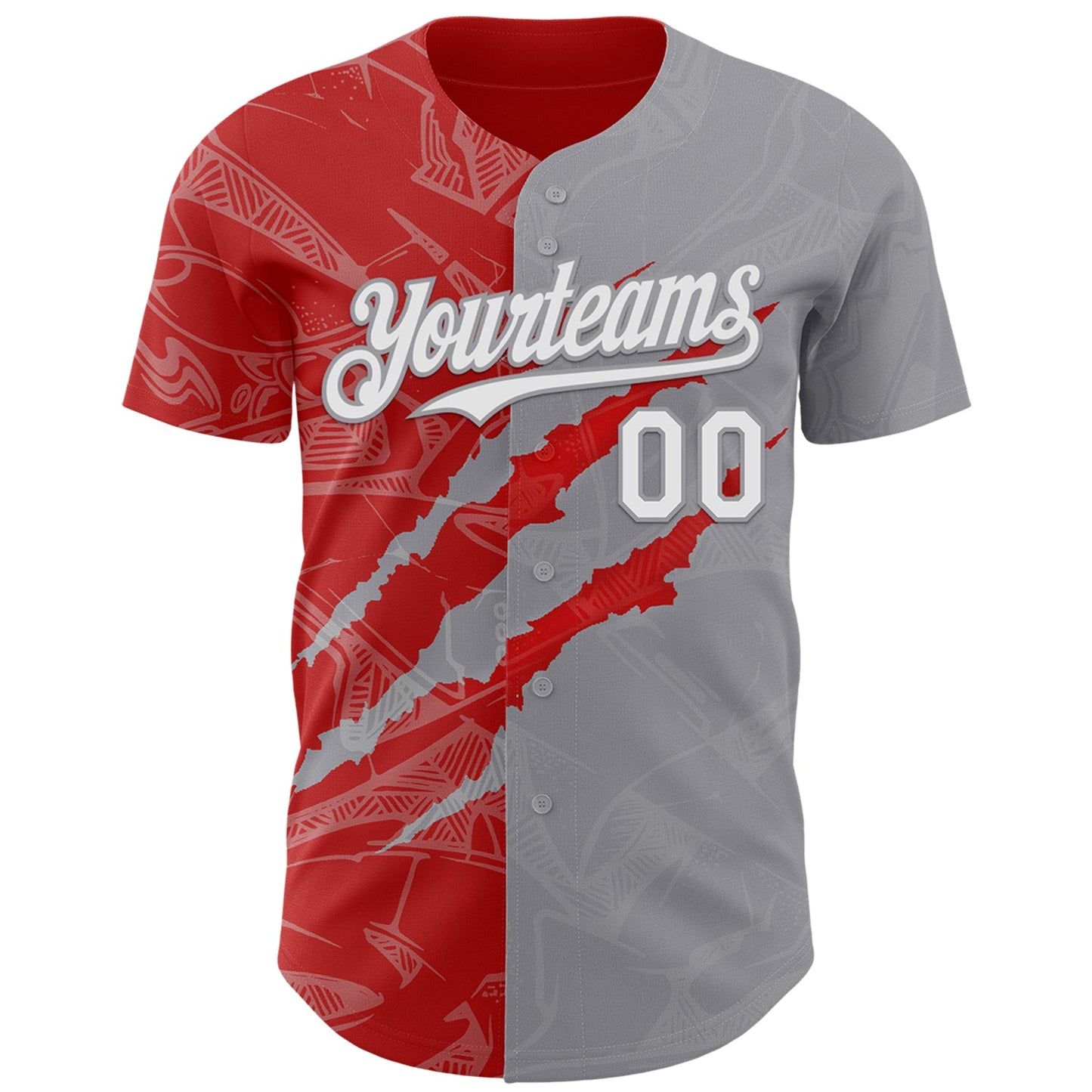 Custom Graffiti Pattern White Gray-Red 3D Scratch Authentic Baseball Jersey view 2