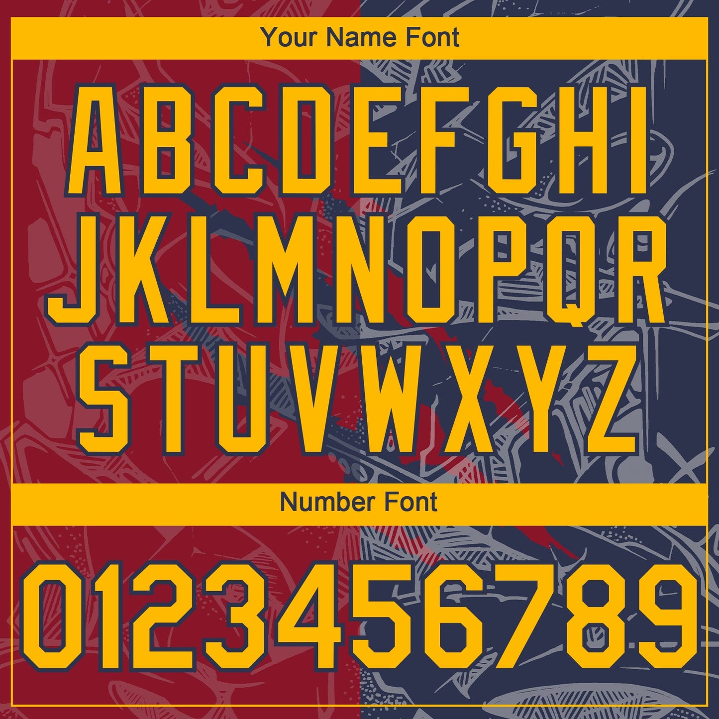 Custom Graffiti Pattern Gold Navy-Crimson 3D Scratch Authentic Baseball Jersey view 5