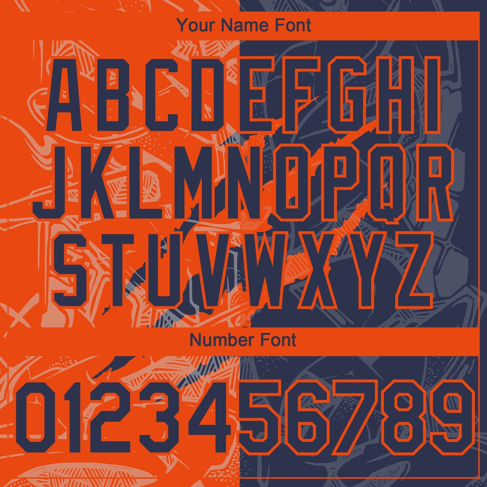 Custom Graffiti Pattern Navy-Orange 3D Scratch Authentic Baseball Jersey view 5