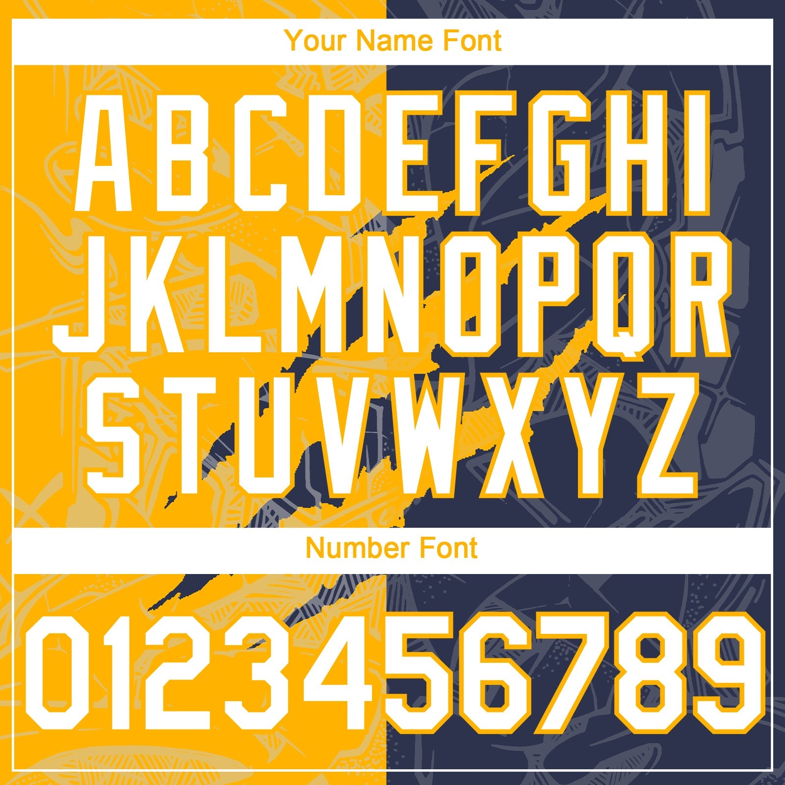 Custom Graffiti Pattern White Navy-Gold 3D Scratch Authentic Baseball Jersey view 5
