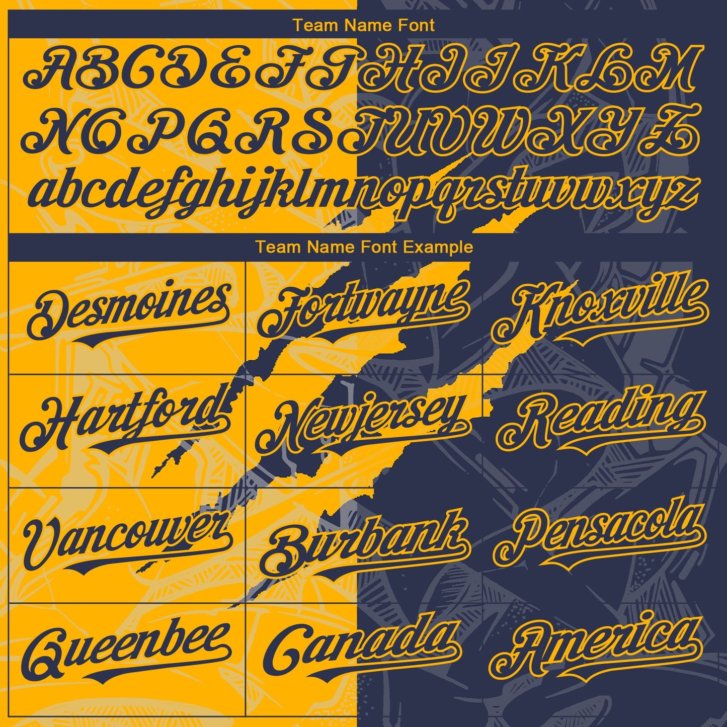 Custom Graffiti Pattern Navy-Gold 3D Scratch Authentic Baseball Jersey view 4
